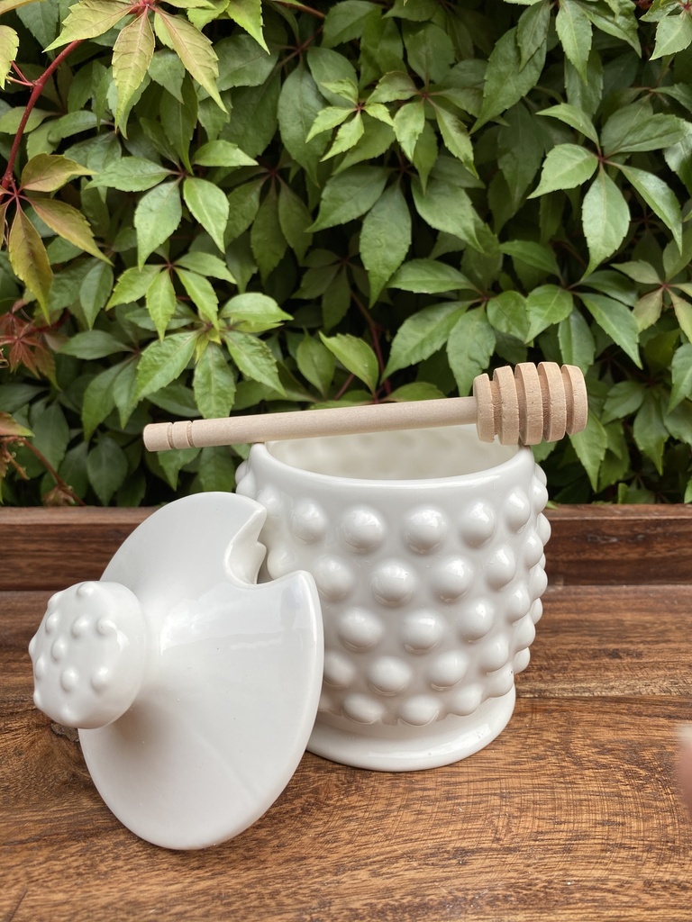 Honey jar de cerámica blanco