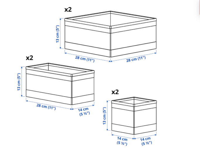 Set de 6 cajas organizadoras