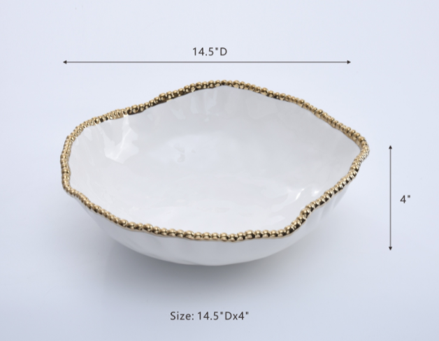 Bowl de porcelana para servir oversized (Dorada y plateada))