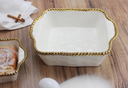 Baking Dish de porcelana orilla dorada (3 tamaños)