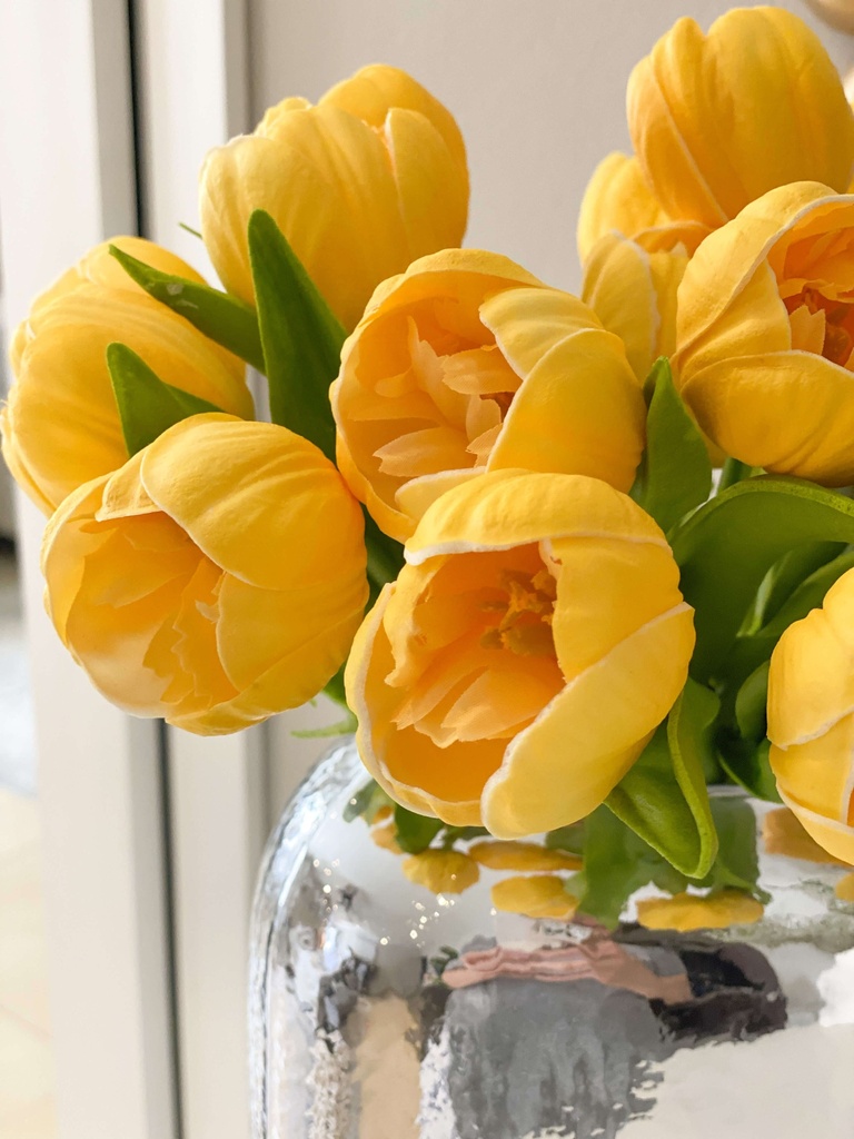 Bunch de 6 tulipanes abiertos amarillos