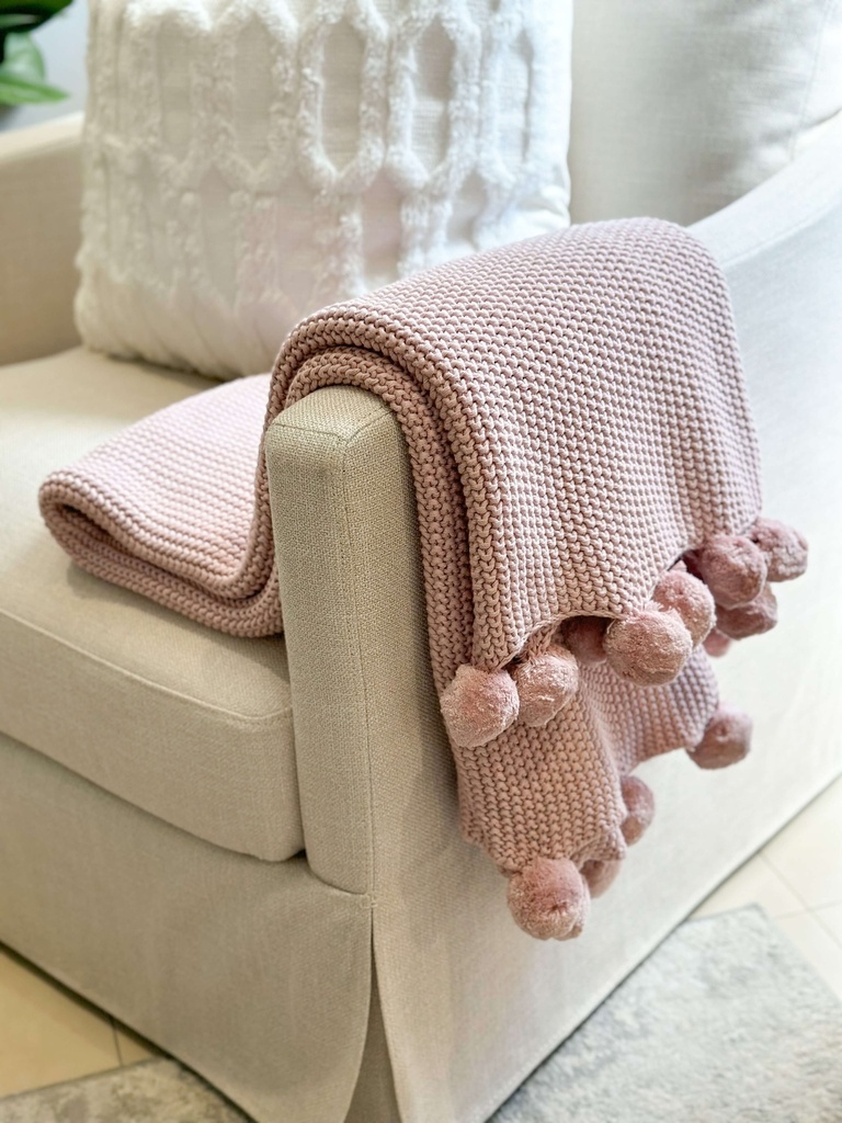 Throw tejido pom pom (varios colores)