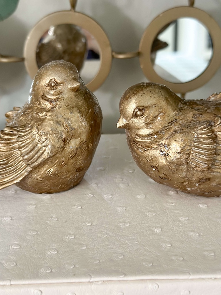 Set de 2 Pajaros Dorados de Resina