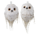 Set de 2 mini búhos blancos rayas cafes