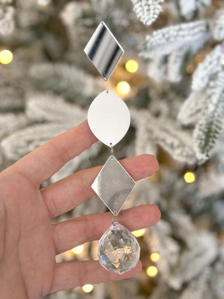 Ornamento de espejo colgante con cristal