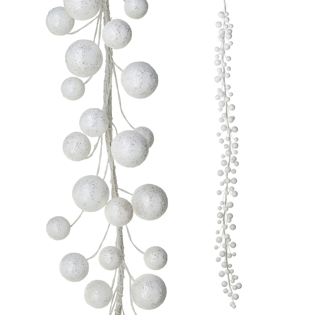 Guirnalda blanca perlas escarchada
