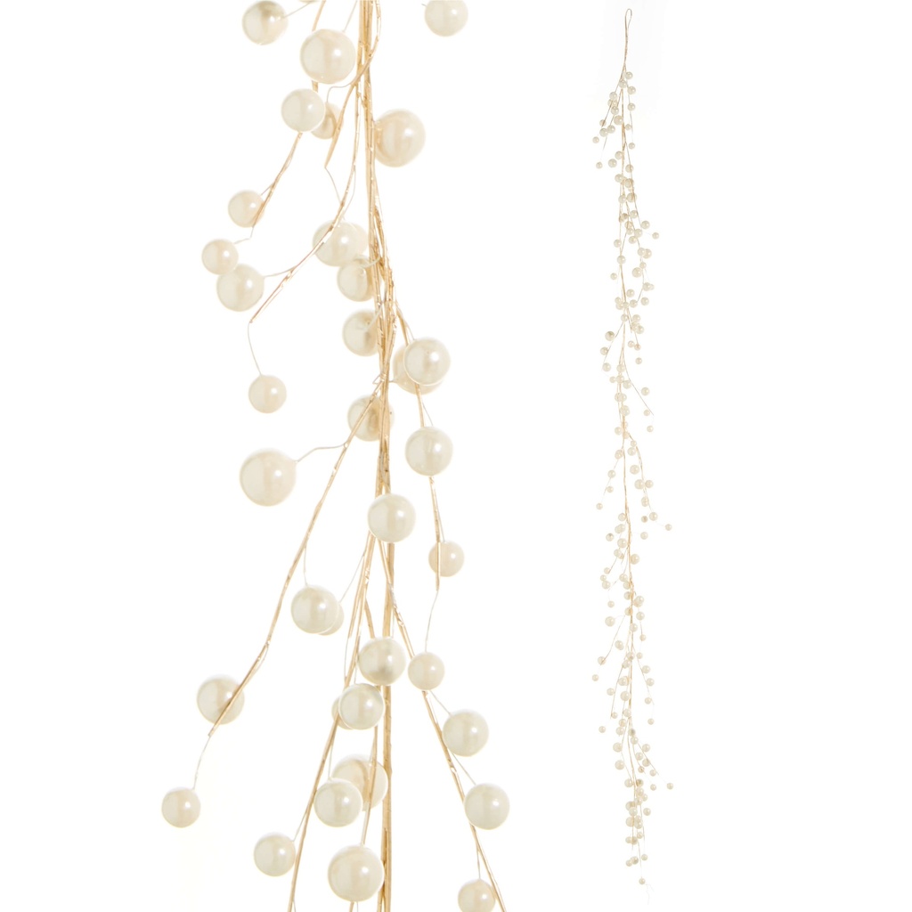 Guirnalda dorada perlas ivory