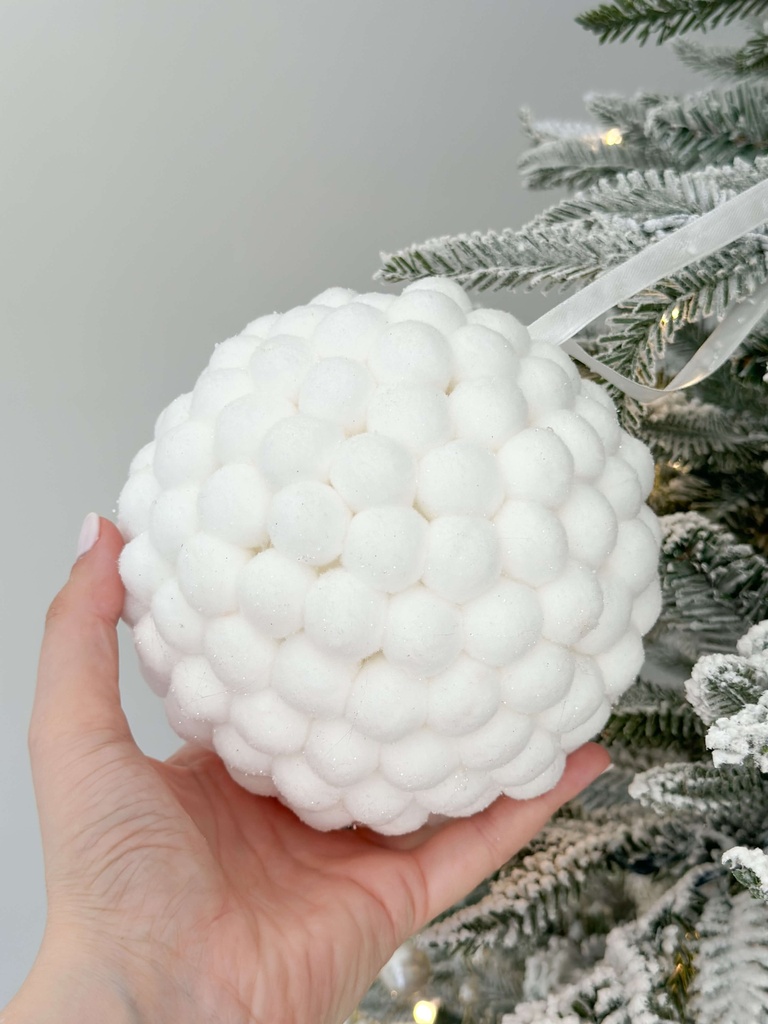 Esfera para arbol blanca pom pom