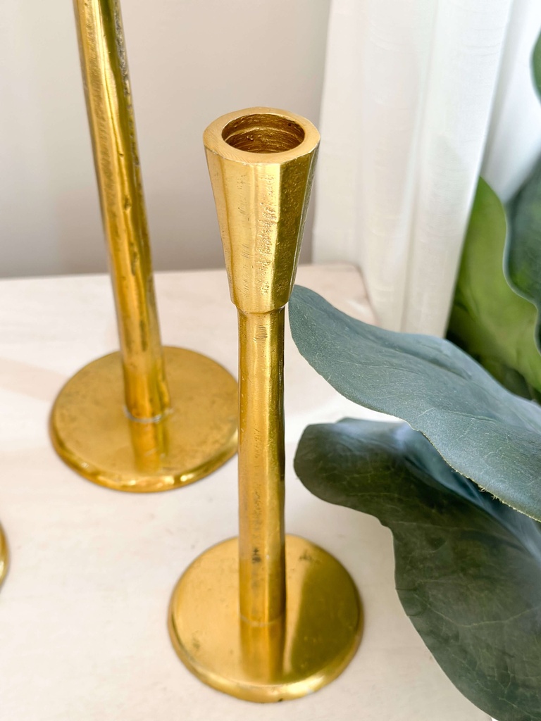 Set de 3 Candelabros dorados de metal
