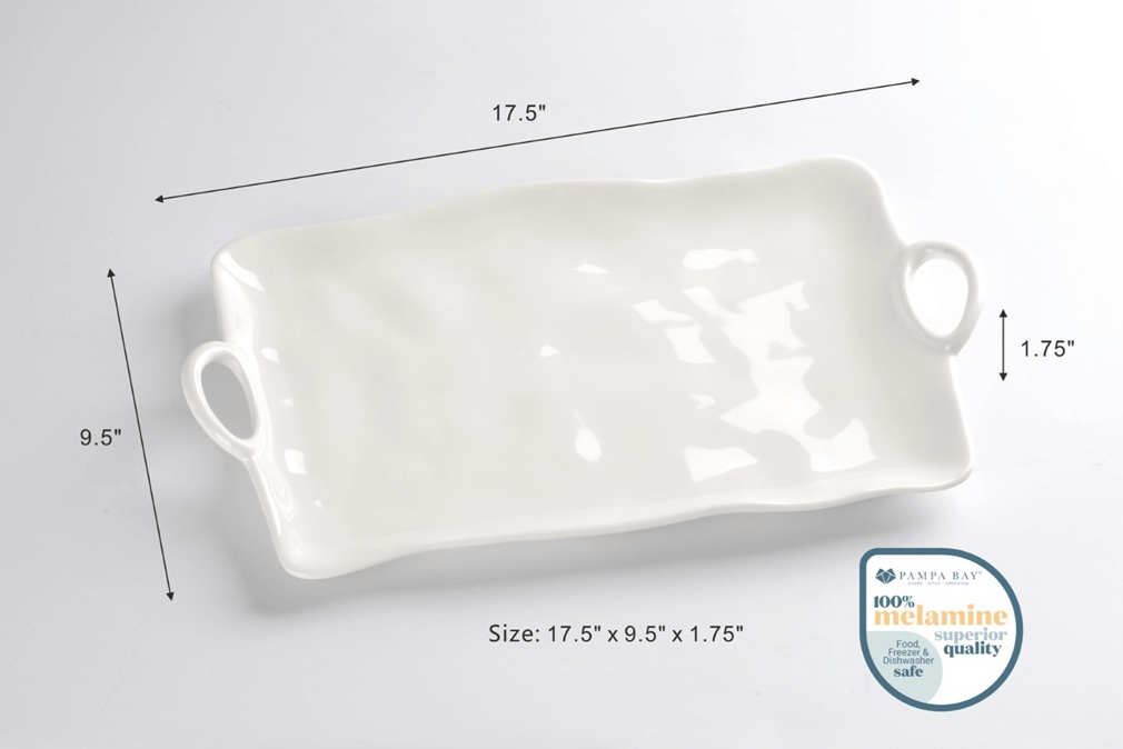 Plato blanco rectangular para servir (2 Tamaños)