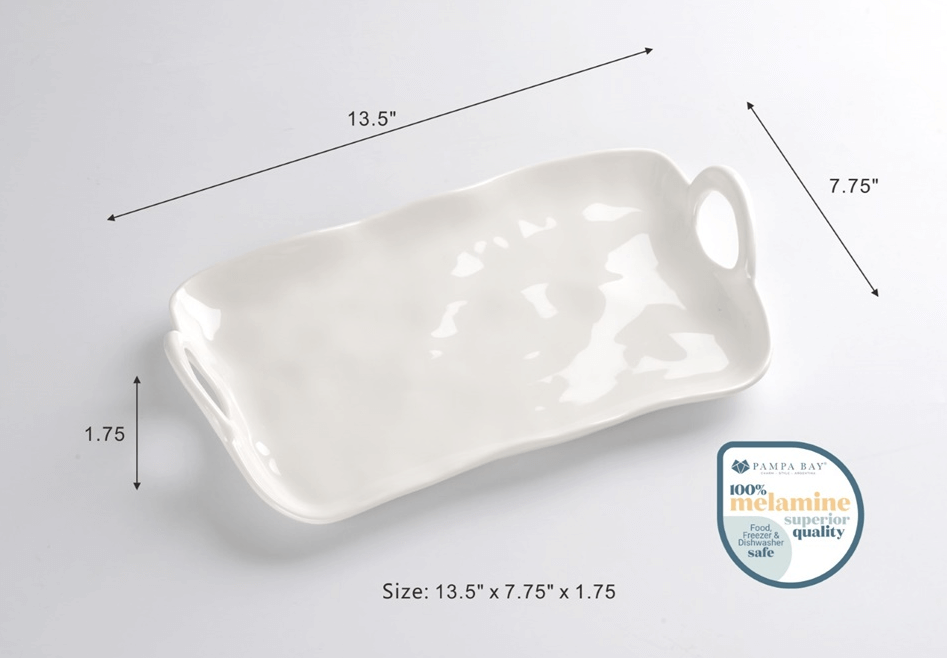 Plato blanco rectangular para servir (2 Tamaños)