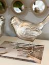 Set de 2 pajaros plateados de resina