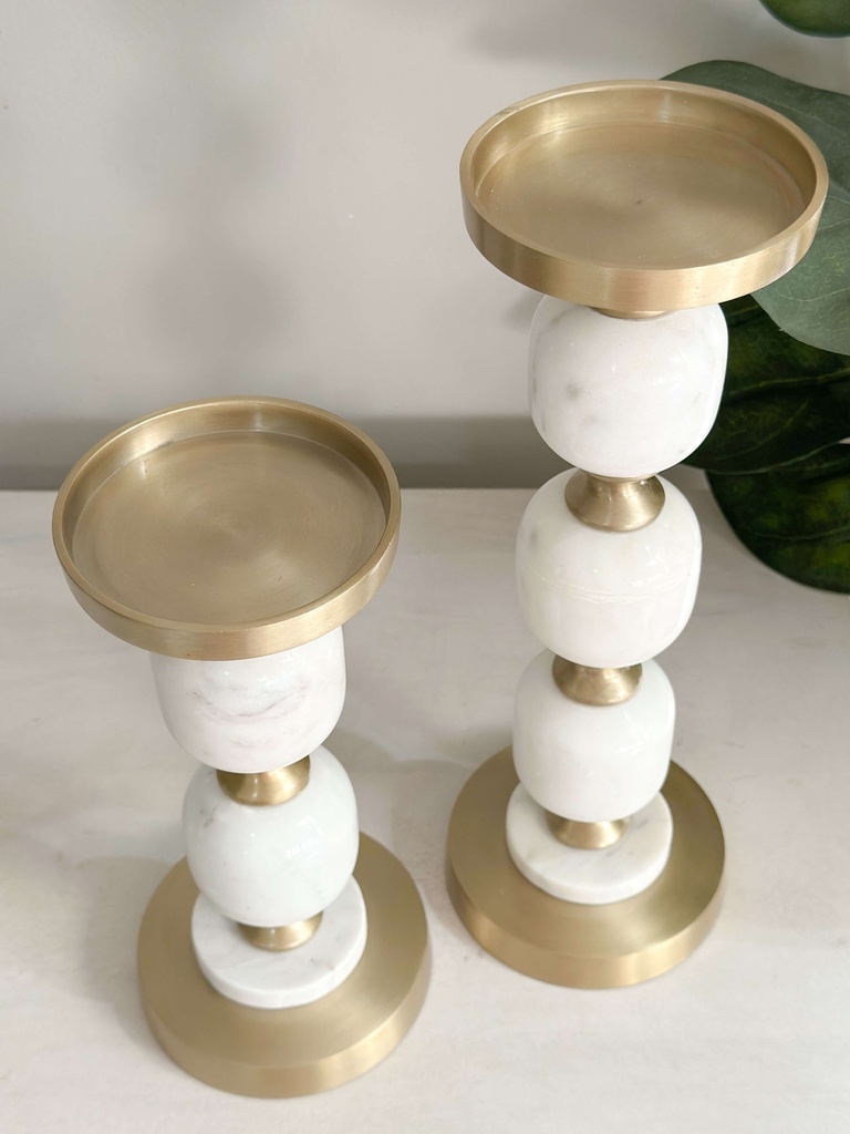 Set de 2 candelabros de marmol y metal