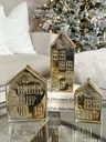 Set de 3 Casas Doradas de Mercury Glass