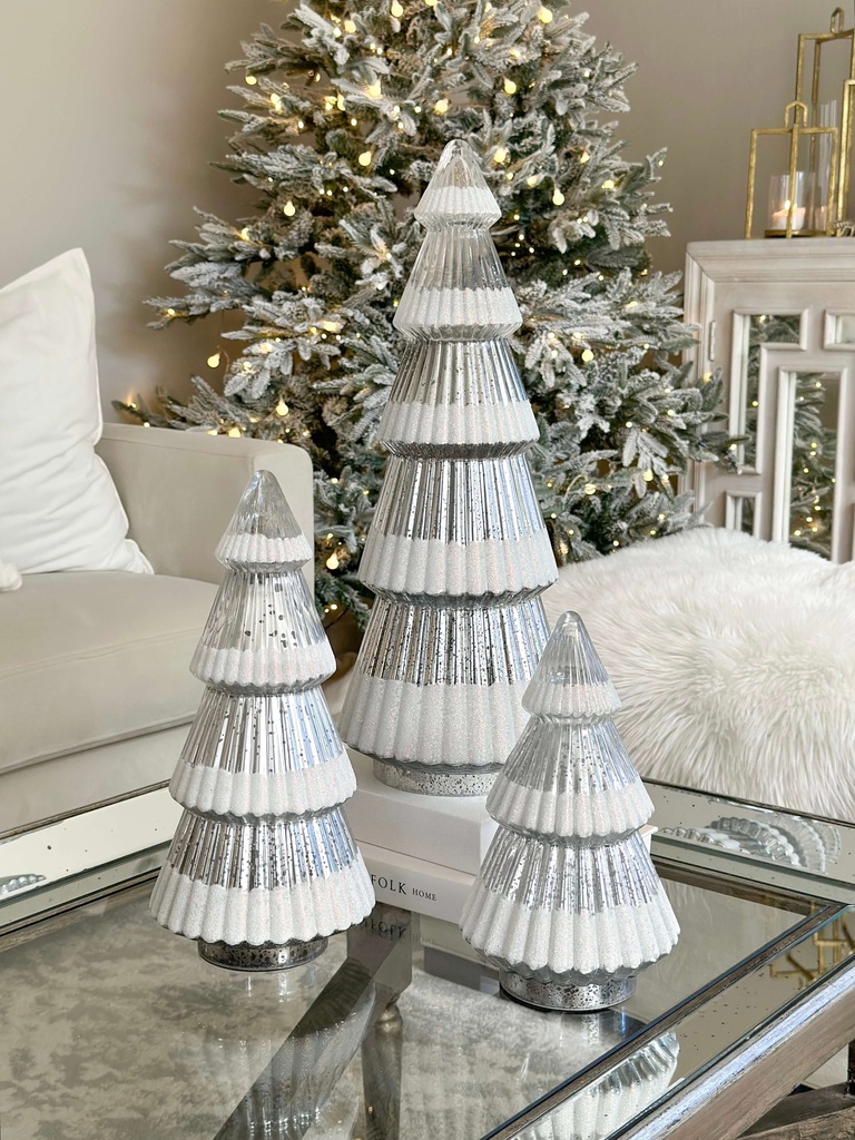 Arbol plateado nevado de mercury (3 tamaños)