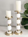 Set de 2 candelabros de marmol y metal