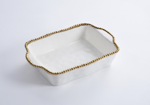 Baking Dish de porcelana orilla dorada (3 tamaños)