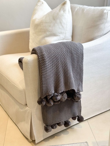 Throw tejido pom pom (varios colores)