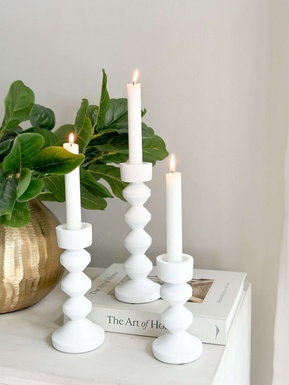 Set de 3 candelabros blancos
