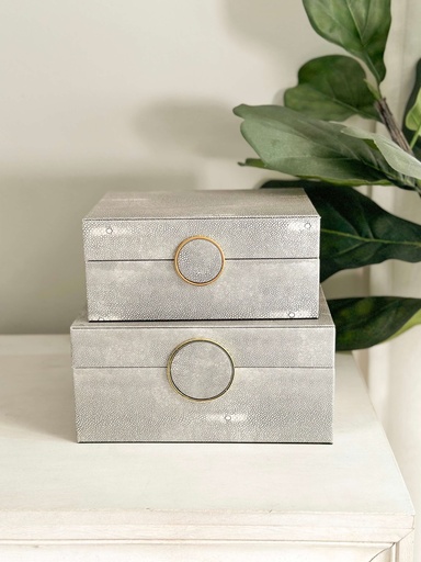 [10519] Set de 2 cajas decorativas gris